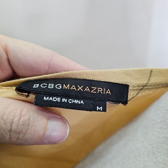 BCBGMaxAzria Gold Satin Trim Swing Tank Size Medium - Picture 6 of 8